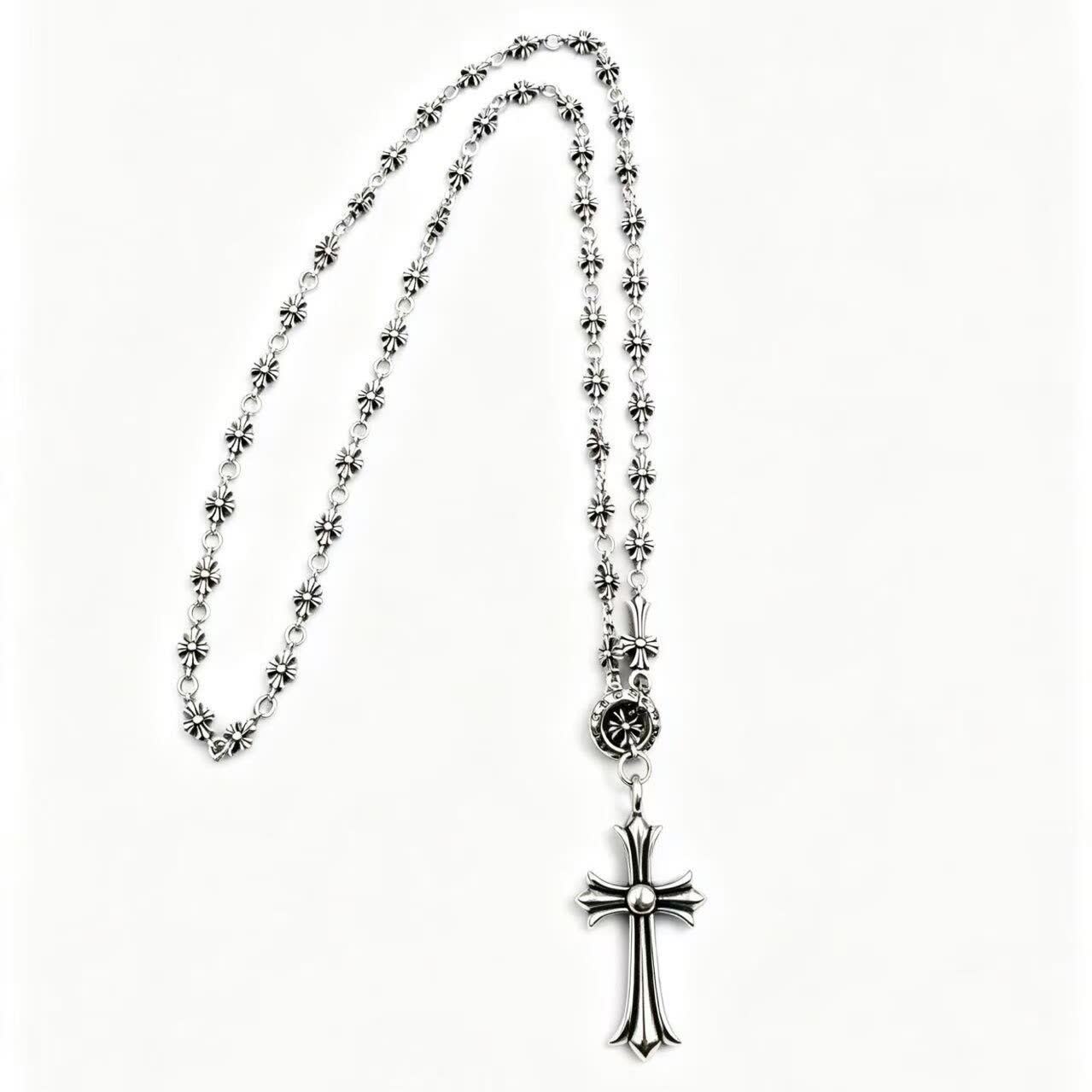 Chrome Hearts Silver Cross Pendant Necklace